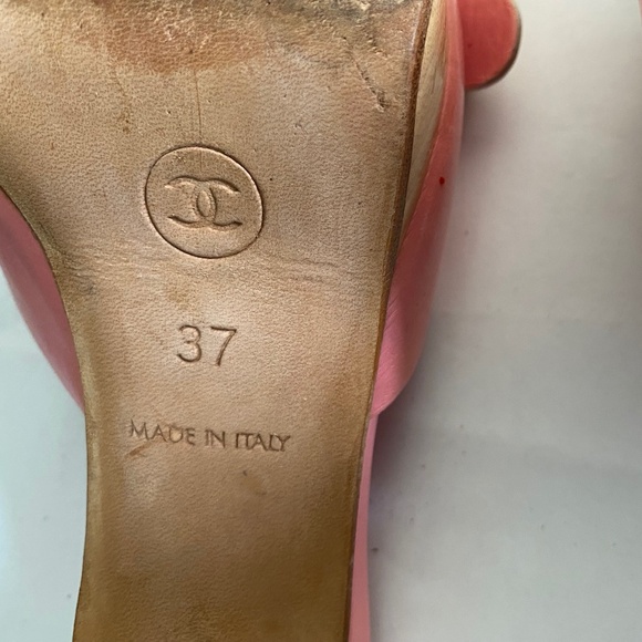 Chanel pink leather mules heels sandals CC l pumps 37-6.5 platforms clogs slides - Picture 8 of 8